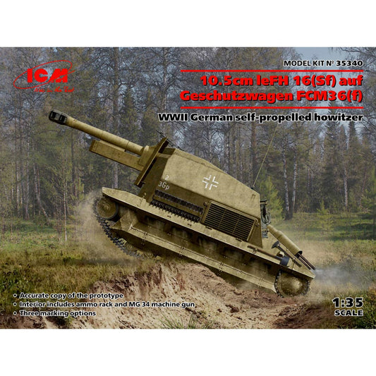 ICM 35340 WWII German Self-Propelled Howitzer FCM36 1:35 Tank Model Kit