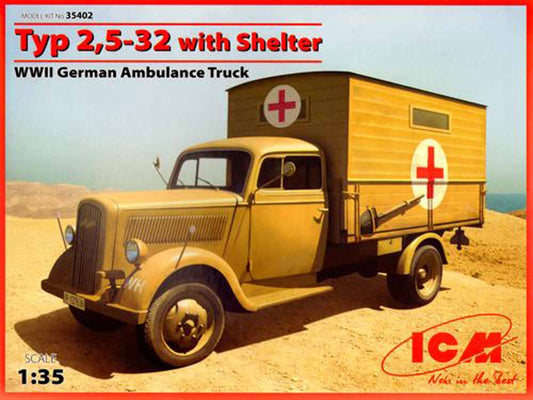 ICM 35402 Typ 2,5-32 WWII German Ambulance 1:35 Military Vehicle Model Kit