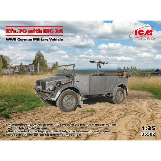 ICM 35502 Kfz.70 with MG 34 WWII German Vehicle 1:35 Model Kit