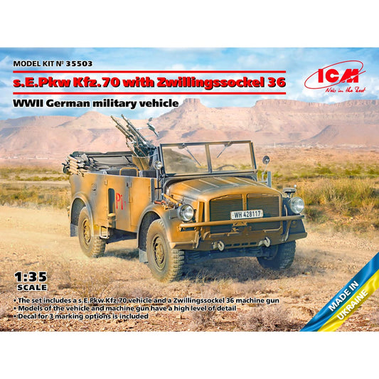 ICM 35503 s.E.Pkw Kfz.70 w/Zwillingssockel 36 WWII German Truck 1:35 Model Kit