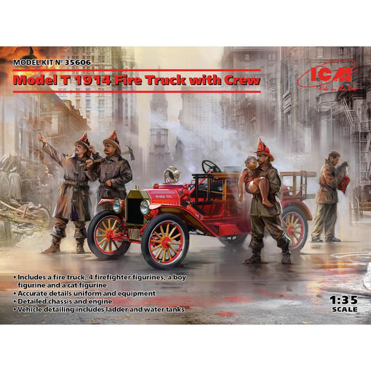 ICM 35606 Model T 1914 Fire Truck with Crew 1:35 Plastic Model Kit