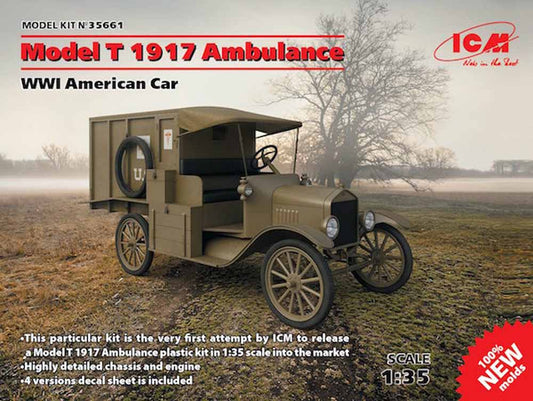 ICM 35661 Model T 1917 Ambulance WWI American Car 1:35 Military Vehicle Model Kit