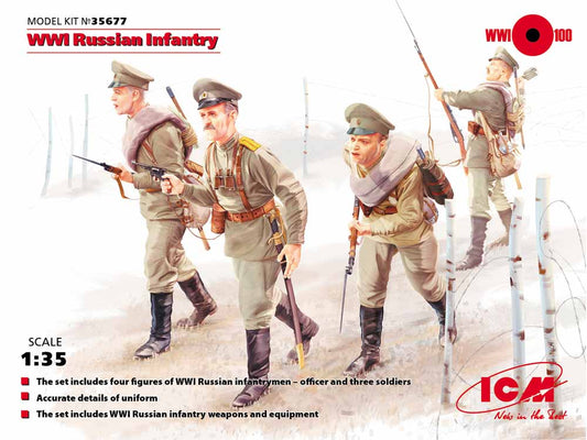 ICM 35677 WWI Soviet Infantry (4 x Figures) 1:35 Figure Model Kit