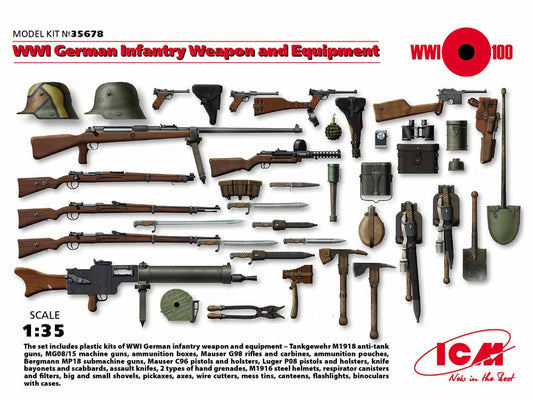 ICM 35678 WWI German Infantry Weapons And Equipment 1:35 Figure Model Kit