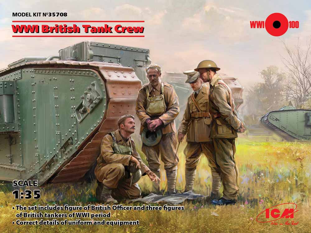 ICM 35708 WWI British Tank Crew (4 figures) 1:35 Figure Model Kit