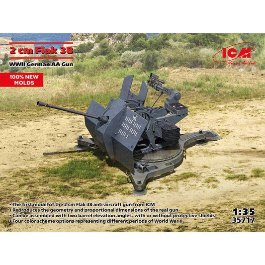 ICM 35717 2cm Flak 38 WWII German AA Gun 1:35 Model Kit