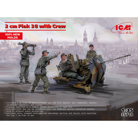 ICM 35718 2cm Flak 38 w/Crew 1:35 Model Kit