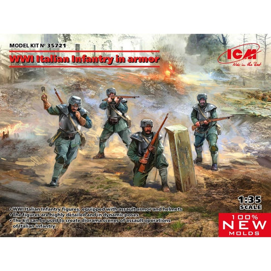 ICM 35721 WWI Italian Infantry In Armour 1:35 Figures Plastic Model Kit