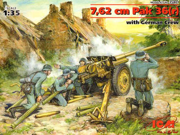 ICM 35801 7,62mm Pak-36(r) field gun Crew figures 1:35 Military Vehicle Model Kit