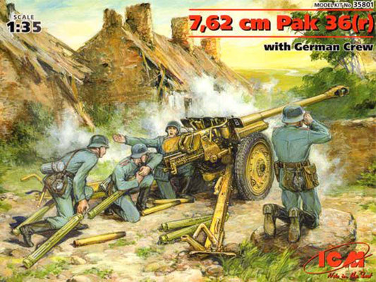 ICM 35801 7,62mm Pak-36(r) field gun Crew figures 1:35 Military Vehicle Model Kit