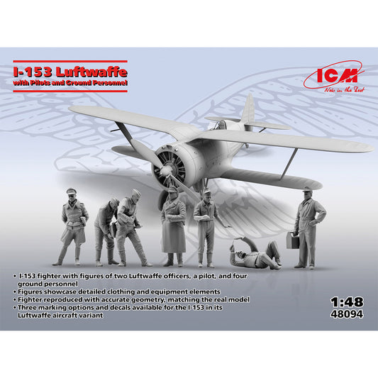 ICM 48094 Polikarpov I-153 Luftwaffe w/Personnel 1:48 Model Kit