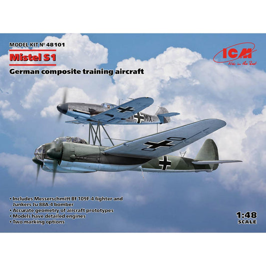 ICM 48101 Mistel S1 Training Aircraft Bf 109F-4 & Ju88A-4 1:48 Plastic Model Kit