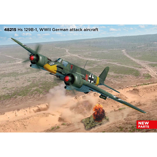 ICM 48215 Henschel Hs 129B-1 WWII German Attack Aircraft 1:48 Model Kit