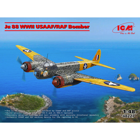 ICM 48227 Junkers Ju 88 WWII USAAF/RAF Bomber 1:48 Model Kit