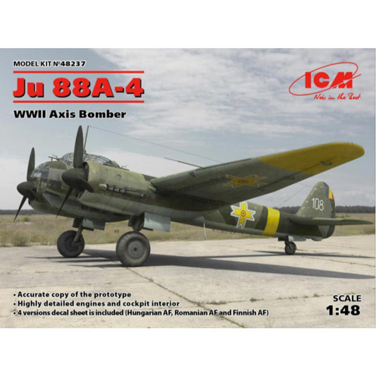 ICM 48237 Junkers Ju-88A-4 WWII Axis Bomber Decal 1:48 Aircraft Model Kit