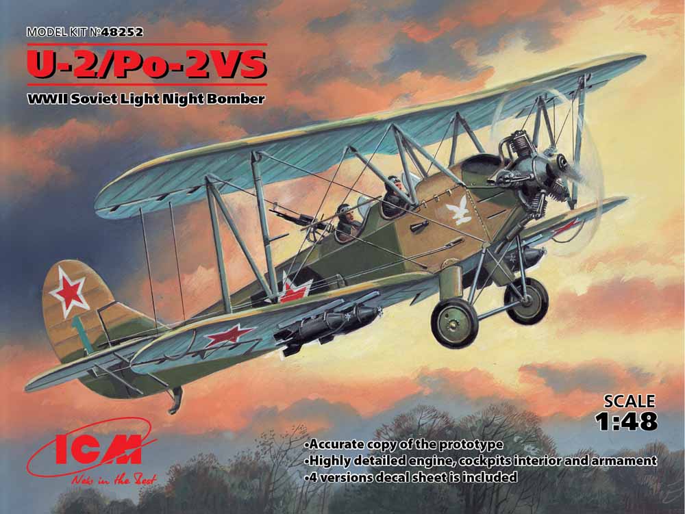 ICM 48252 Polikarpov U-2/Po-2VS WWII Soviet Light Bomber 1:48 Aircraft Model Kit