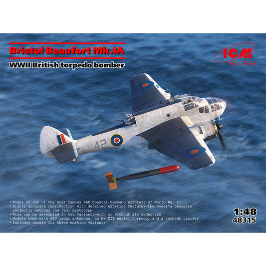 ICM 48315 Bristol Beaufort Mk.IA WWII British Torpedo Bomber 1:48 Model Kit
