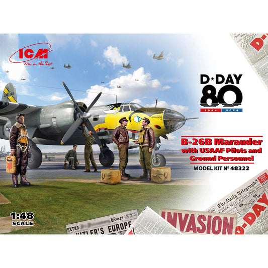 ICM 48322 B-26B Marauder w/USAAF Pilots & Personnel 1:48 Model Kit