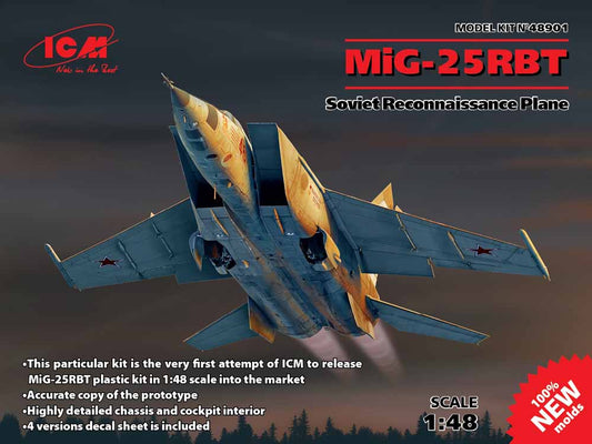 ICM 48901 Mikoyan MiG-25RBT Soviet Reconnaissance Plane 1:48 Aircraft Model Kit