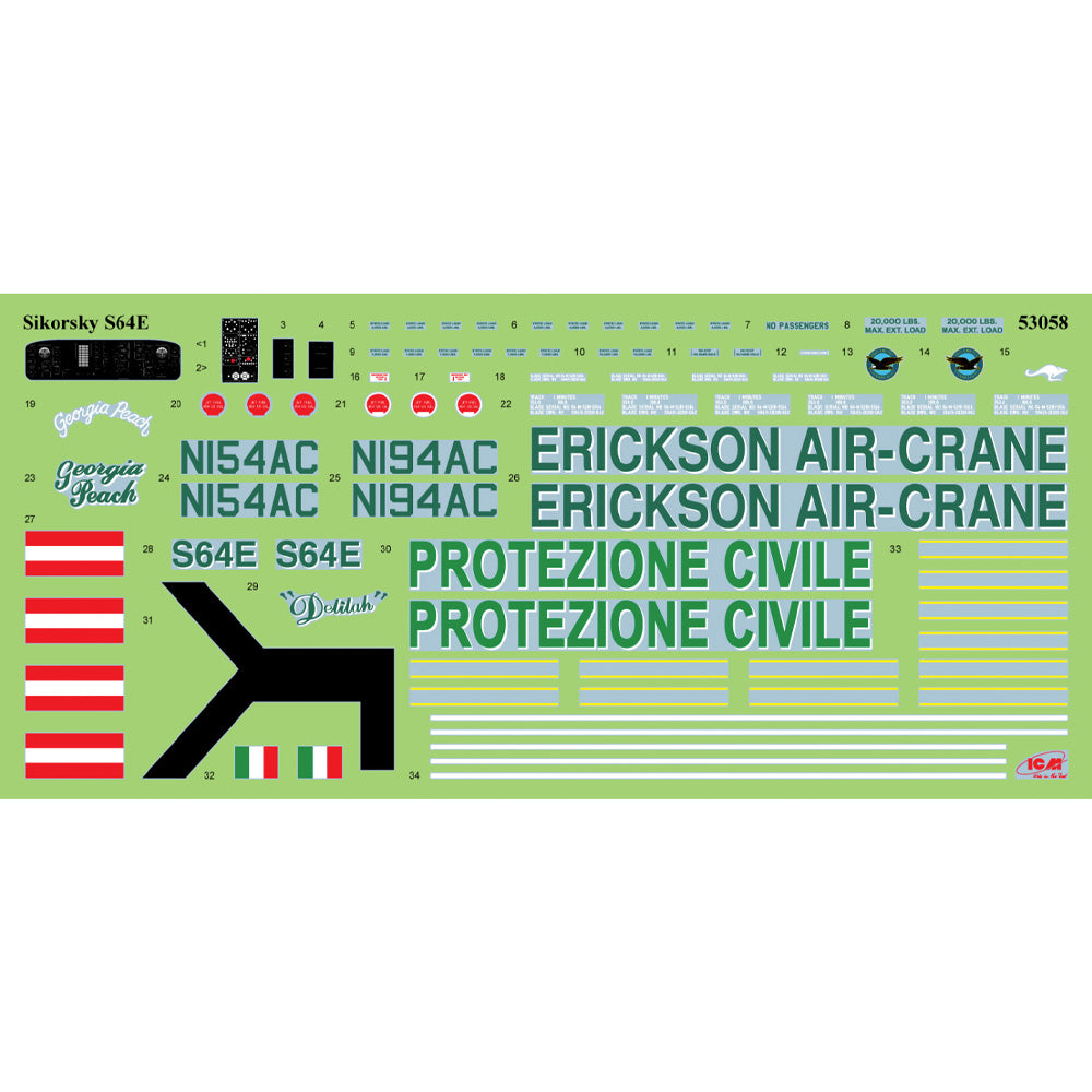 ICM 53058 Sikorsky S-64E Skycrane Firefighting Helicopter w/Pod 1:35 Model Kit