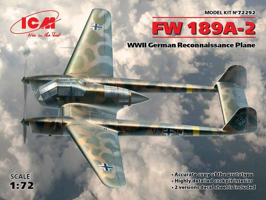 ICM 72292 Focke-Wulf Fw-189A-2 WWII German Recon Plane 1:72 Aircraft Model Kit