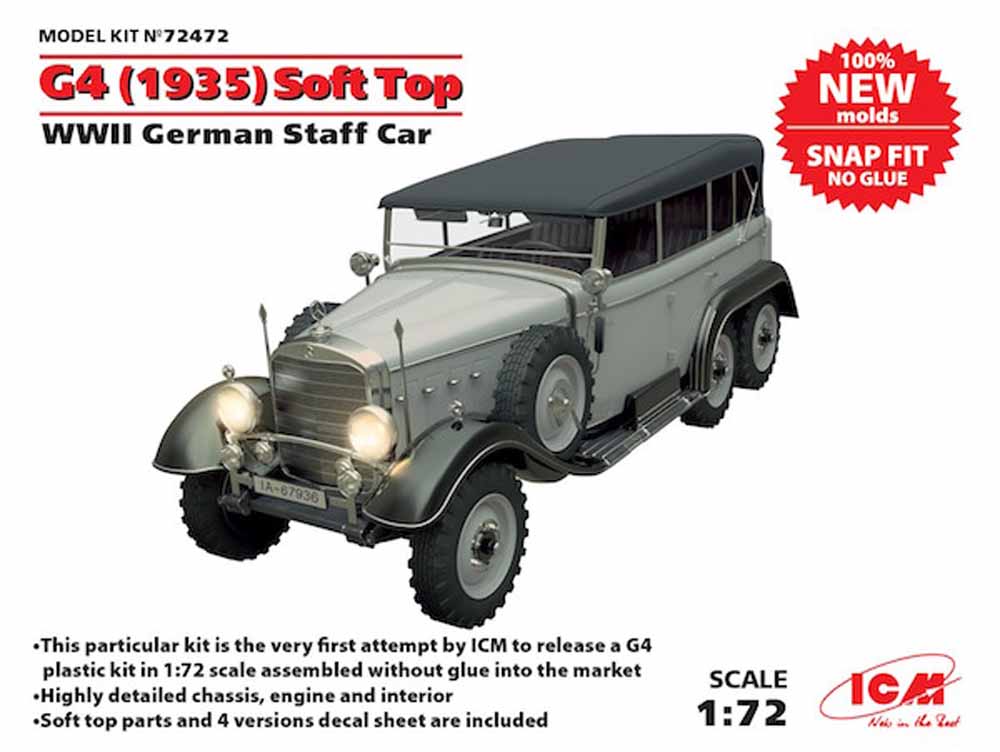ICM 72472 Mercedes-Benz G4 1935 Soft Top 1:72 Military Vehicle Model Kit