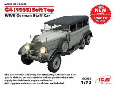 ICM 72472 Mercedes-Benz G4 1935 Soft Top 1:72 Military Vehicle Model Kit