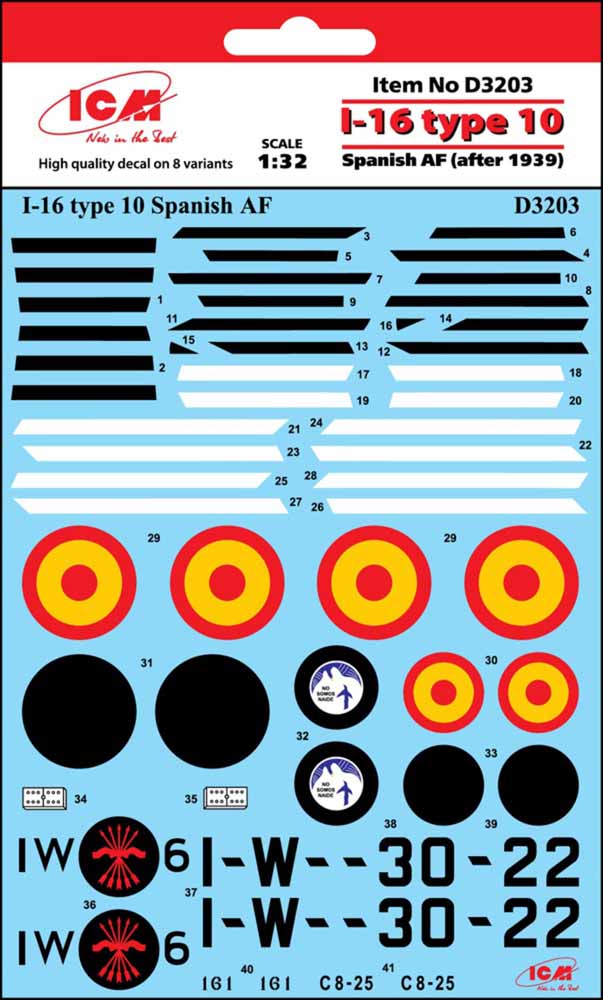 ICM D32003 Polikarpov I-16 Type 10 Spanish AF 1:32 Aircraft decals (military)