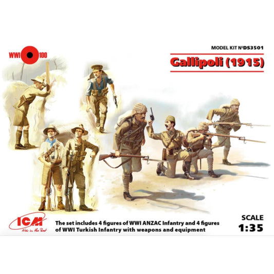 ICM DS3501 Gallipoli (1915) ANZAC Infantry 4 figures 1:35 Model Kit Figure
