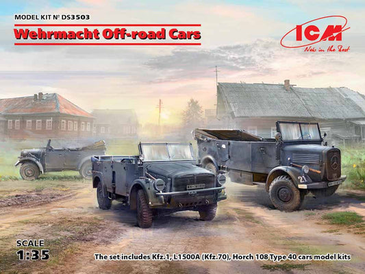 ICM DS3503 Wehrmacht Off-road Cars Diorama Set 1:35 Military Vehicle Model Kit