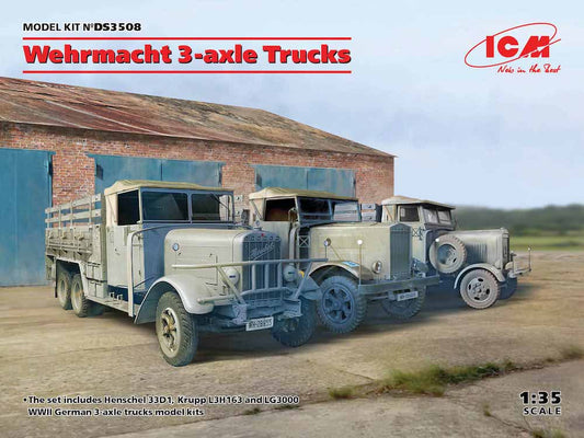 ICM DS3508 Wehrmacht 3-axle Trucks Diorama Set 1:35 Military Vehicle Model Kit