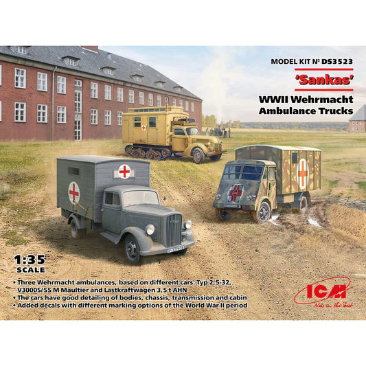 ICM DS3523 'Sankas' WWII Wehrmacht Ambulance Trucks 1:35 Model Kit