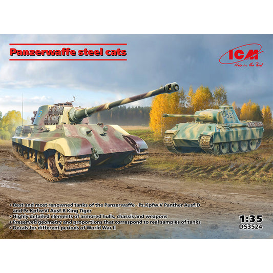 ICM DS3524 Panzerwaffe Steel Cats Panther & King Tiger 1:35 Model Kit