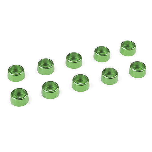 Corally Aluminium Washer for M3 Socket Head Screws Od=8mm Green 10Pcs C-31271