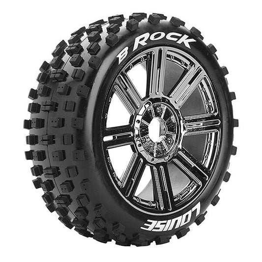 Louise RC B-Rock 1:8 Fr/Rr Soft Hex 17mm Spoke Black Chrome L-T3270SBC