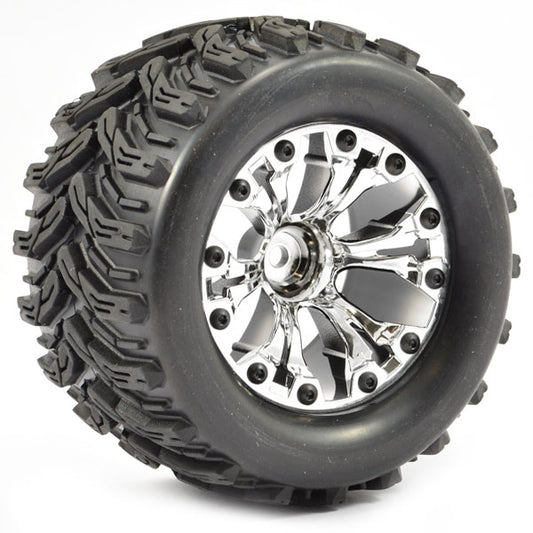 Fastrax 1:10 MT Arrow Mounted 6-Spoke Chrome 0 Offset (Pr) FAST1231C