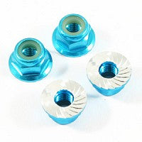 Fastrax M4 Blue Serrated Aluminium Locknuts 4Pcs FTM4BS