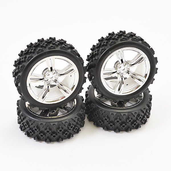 Fastrax 1:10 Touring Wheel/ Rally Block 5-Spoke Chrome (4) FAST0074C