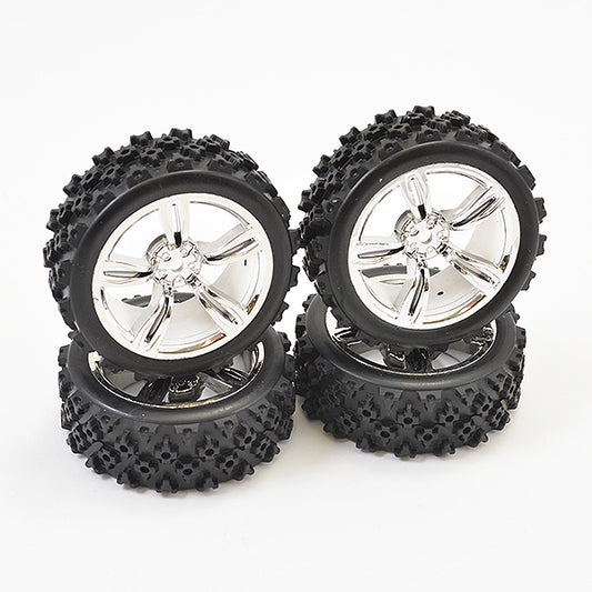 Fastrax 1:10 Touring Wheel/ Rally Block 5-Spoke Chrome (4) FAST0074C