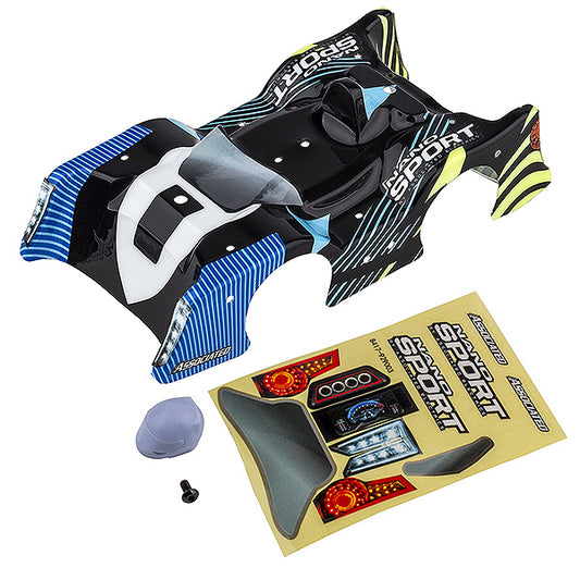 Team Associated Nano Sport Blue/Black Bodyshell w/Decals AS21601
