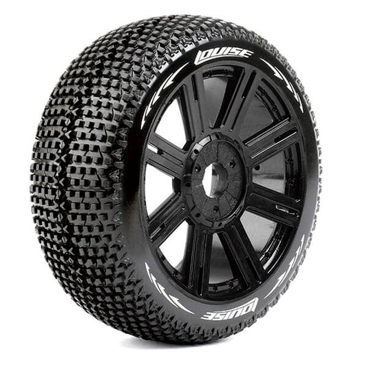 Louise RC B-Turbo 1:8 Fr/Rr Super Soft Hex 17mm Spoke Black L-T3104VB