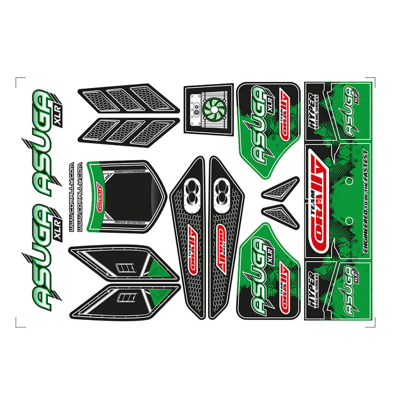 Corally Body Decal Sheet Asuga XLR Green 1pc C-00180-858-G