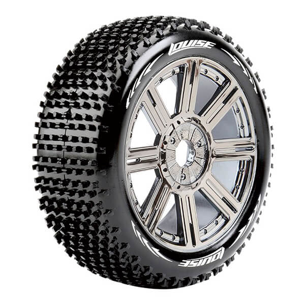 Louise RC B-Hornet 1:8 Fr/Rr Super Soft Hex 17mm Spoke Black Chrome L-T3150VBC