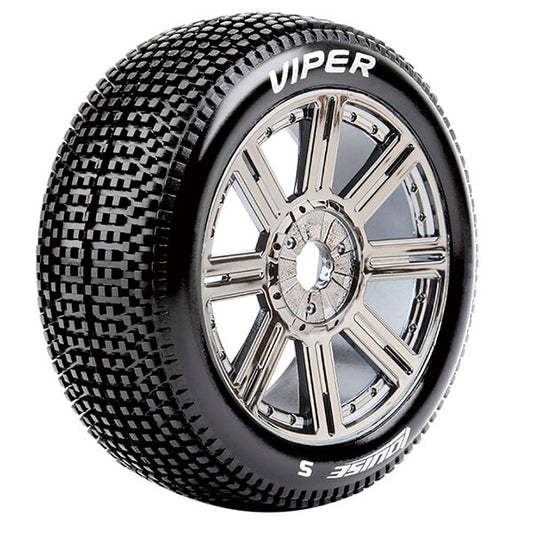 Louise RC B-Viper 1:8 Fr/Rr Soft Hex 17mm Spoke Black Chrome L-T3194SBC
