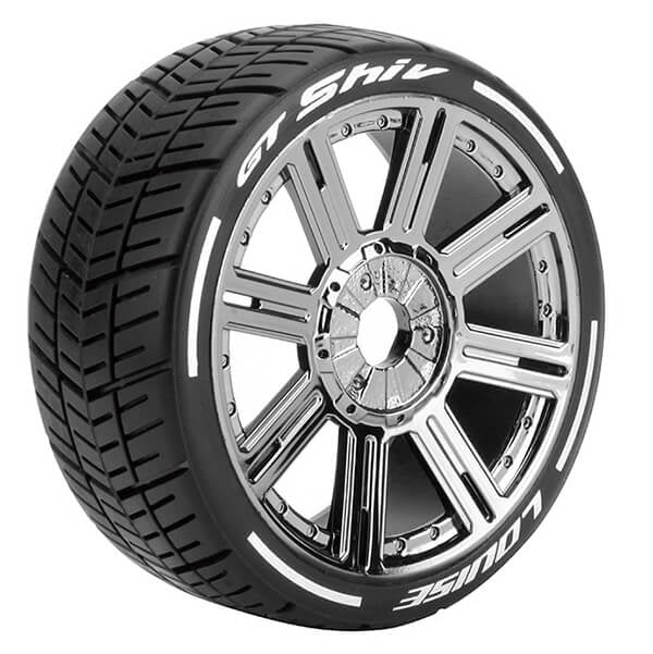 Louise RC GT-Shiv 1:8 Fr/Rr Super Soft Hex 17mm Spoke Black Chrome L-T3284VBC