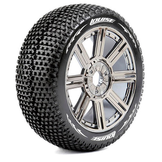 Louise RC B-Turbo 1:8 Fr/Rr Super Soft Hex 17mm Spoke Black Chrome L-T3104VBC