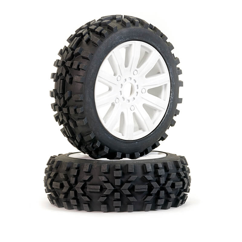 Fastrax 1:8 Grator Mounted On 6-Spoke White (Pr) FAST1002W