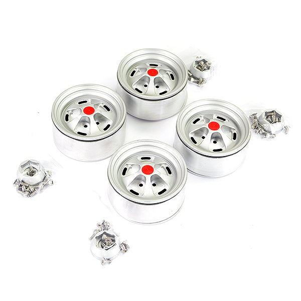 Fastrax Aluminum Beadlock Star 1.9" Wheels - Silver (4Pc) FAST0140S