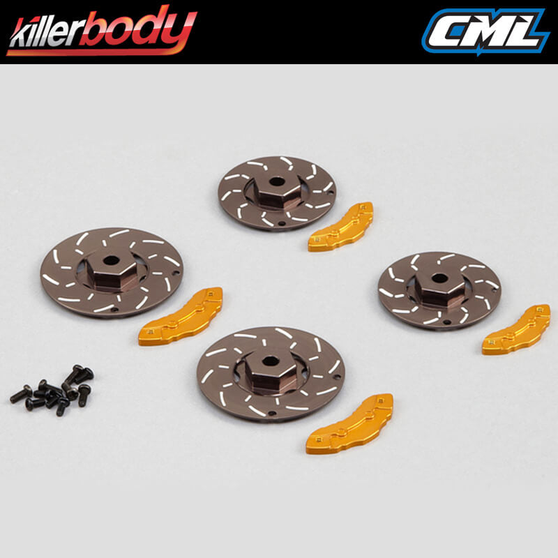 Killerbody Calliper Brake Disc Grey/Gold 4Pc (Cnc Aluminum) KB48356