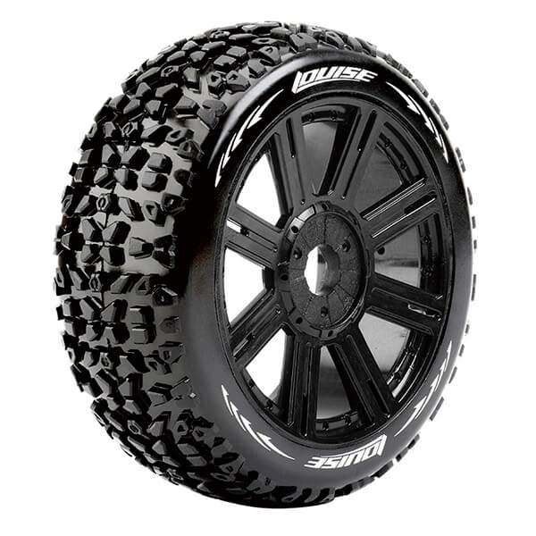 Louise RC B-Mazinger 1:8 Fr/Rr Soft Hex 17mm Spoke Black L-T3108SB